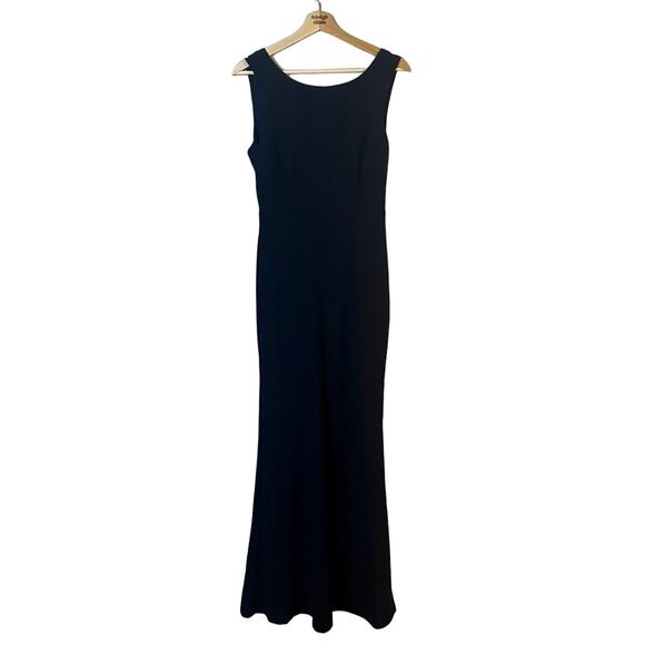 Lulu's Maxi Length Scoop Back Navy Blue Formal Gown Prom Dress Size Medium EUC - Picture 1 of 12
